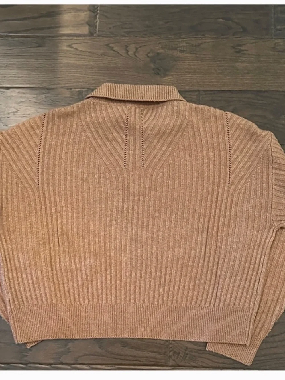 Rag & Bone Maxine Ribbed Polo Sweater Camel Merino Wool Blend M
